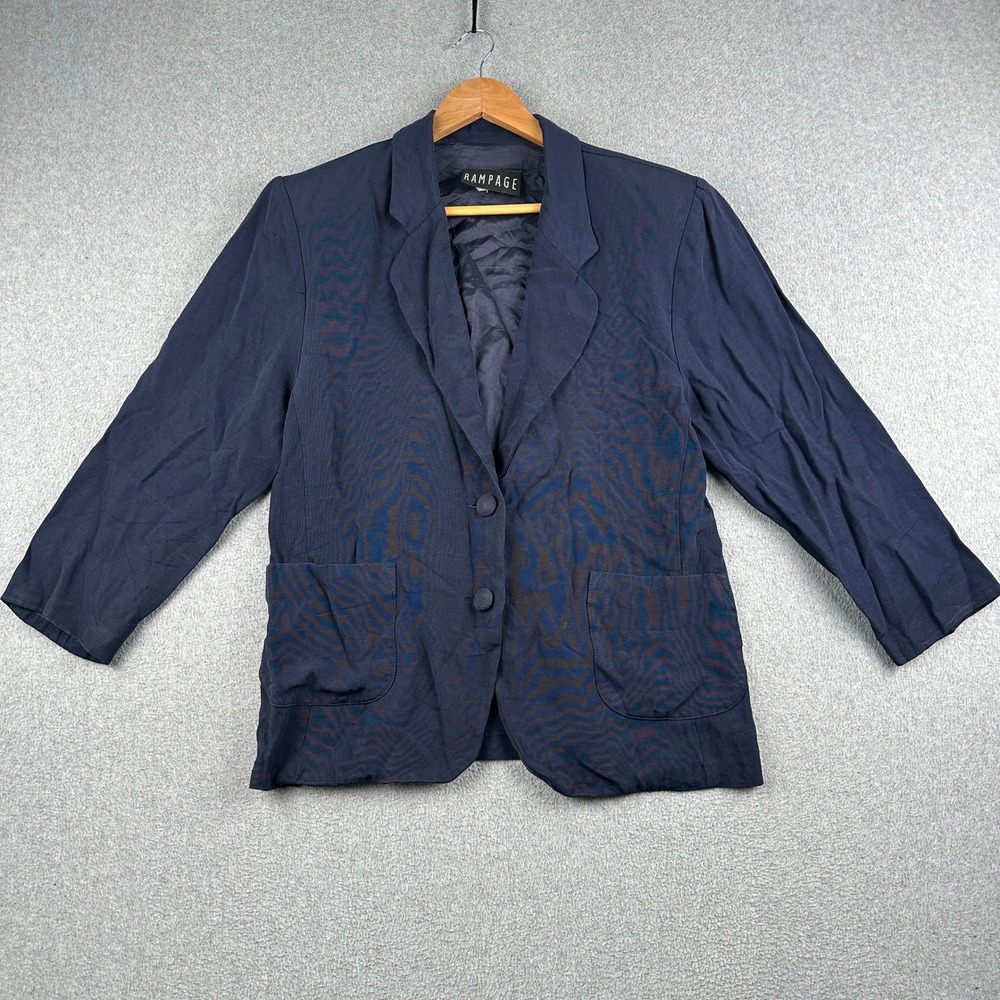 Rampage Blazer Womens Medium 7L4564 Navy Blue Animal Print Made in USA